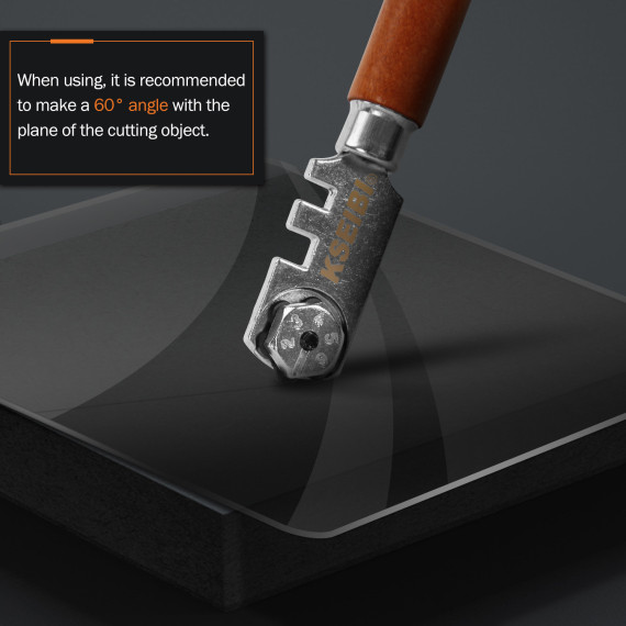 Tăietor de sticlă cu 6 rotițe și mâner din lemn pentru proiecte de artizanat | KSEIBI