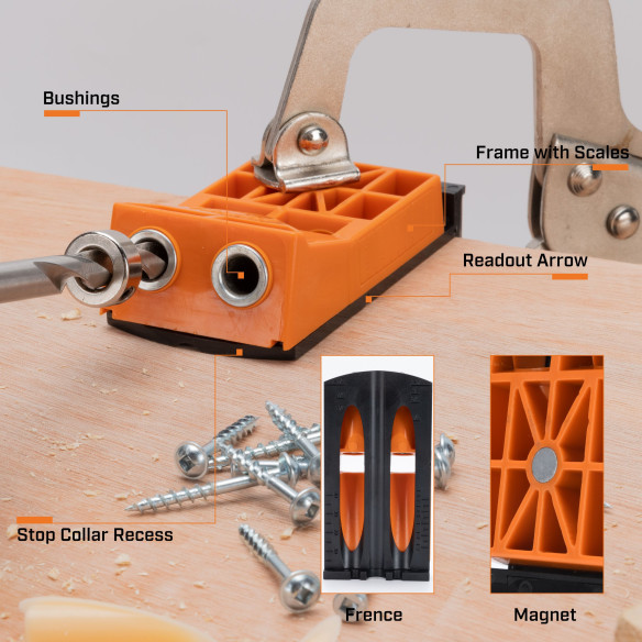 Präzises Kunststoff-Hd-Taschenloch-Jig-Set für professionelle Holzbearbeitung | KSEIBI