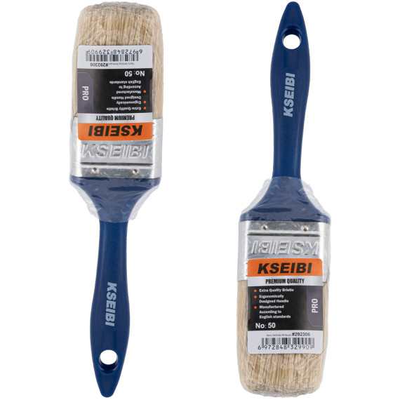 Pincel com Cabo de Plástico - Branco - Azul Escuro 30mm para Pintura | KSEIBI