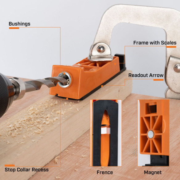 Set de găurire tip pocket hole cu o singură teacă pentru lemn | KSEIBI