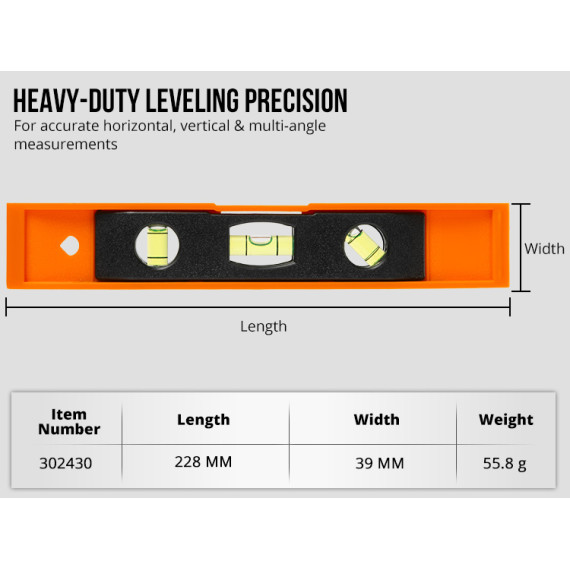 Nivel cu bulă magnetic cu trei niveluri pentru precizie | KSEIBI