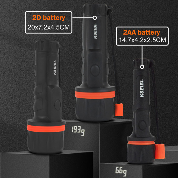 Torche en caoutchouc led / 3 led - Lampe de poche résistante et puissante | KSEIBI