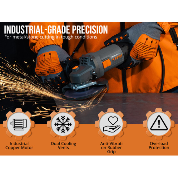 Powerful Variable Speed Angle Grinder for Precision Cutting | KSEIBI