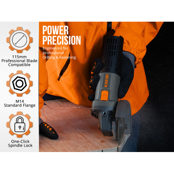 Угловая шлифмашина KWS 100-125 V 125 мм с регулируемой скоростью | KSEIBI