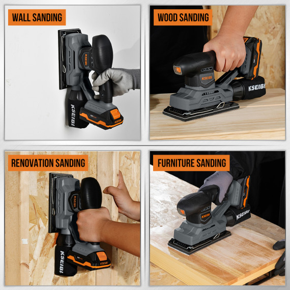 High-Powered Cordless Finishing Sander for Precision Woodworking | KSEIBI