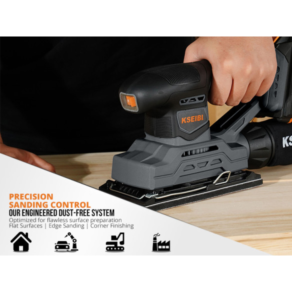 High-Powered Cordless Finishing Sander for Precision Woodworking | KSEIBI