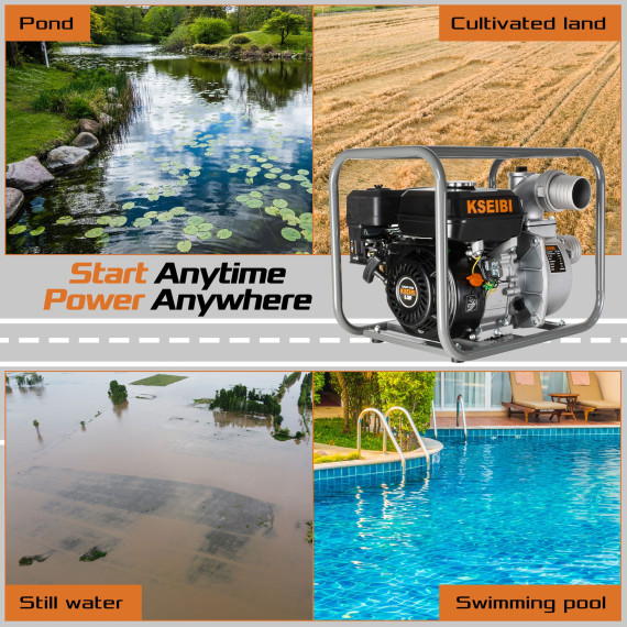 Powerful Gasoline-Powered Water Pump for Efficient Water Transfer | KSEIBI