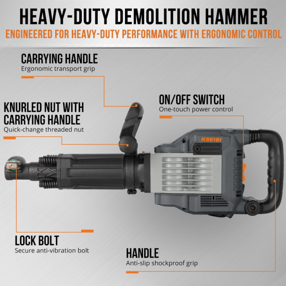 High-Power KSH 1750 D Demolition Hammer for Tough Jobs | KSEIBI