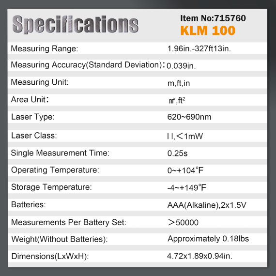 Accurate and Easy-to-Use KLM 100 Laser Measure for Professionals | KSEIBI