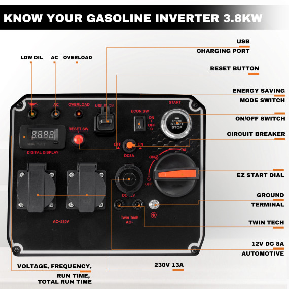 Gerador Inversor a Gasolina KGI 3800 E