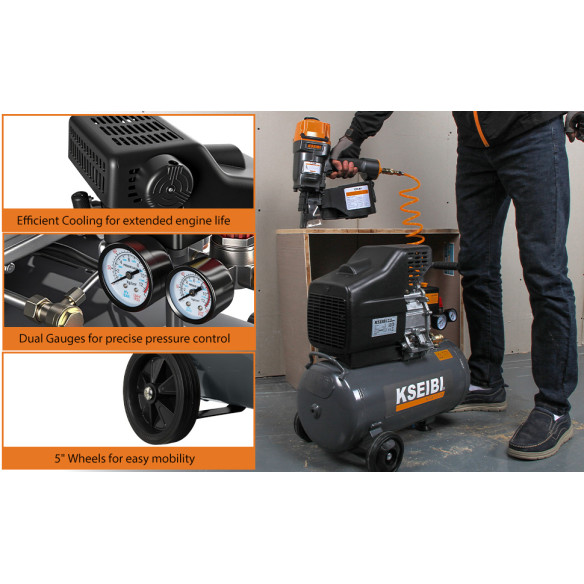 Compresseur d'air KDA 15-24, 24l, 2HP pour usage domestique | KSEIBI