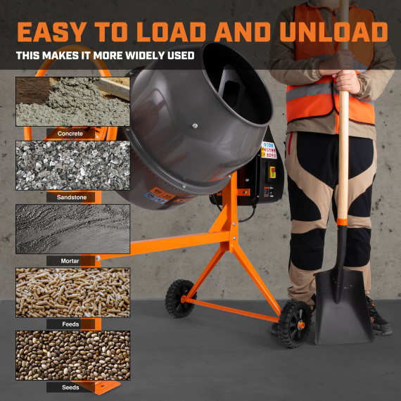 Mezcladora de Cemento 200L 850W para Construcción | KSEIBI