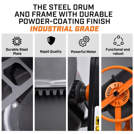 Hochwertiger Betonmischer für Profis | KCM 45-120 L, 4.2 Cu. Ft, 3/5 HP | KSEIBI