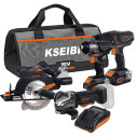 Kit combinato di 4 utensili a batteria 20V max per lavori professionali | KSEIBI