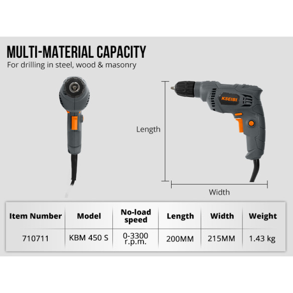 Hochwertige Elektrische Bohrmaschine mit 450 W Leistung | KSEIBI