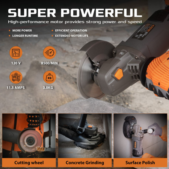 Polizor de beton profesional KCG 15-125 L, 125 mm, 11,5 A | KSEIBI