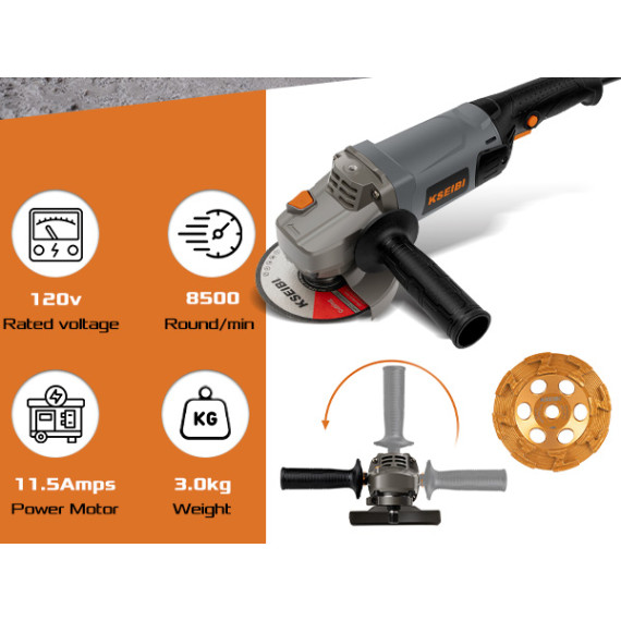 Ηλεκτρικός Λειαντήρας Σκυροδέματος 125mm 11.5AMP KCG 15-125 L | KSEIBI