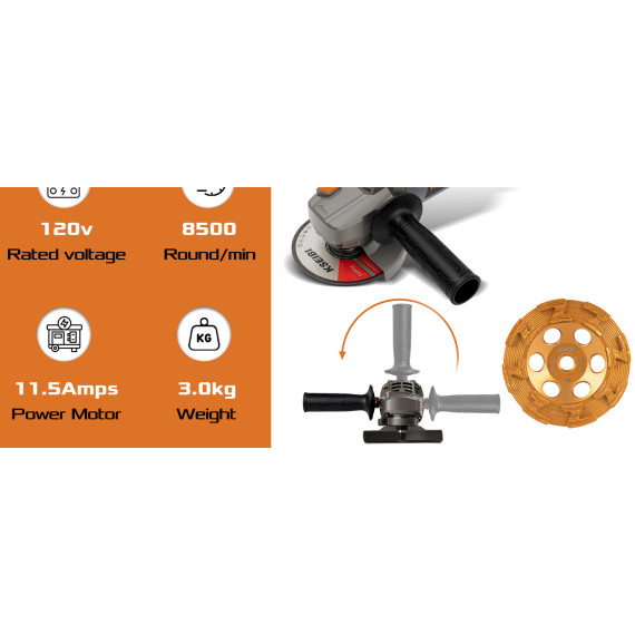 Polizor de beton profesional KCG 15-125 L, 125 mm, 11,5 A | KSEIBI