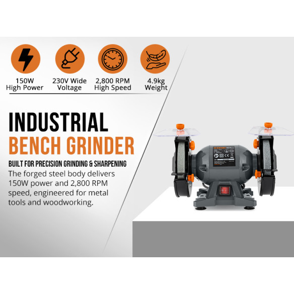 Powerful 150W Bench Grinder 150mm - Top Quality Tools | KSEIBI