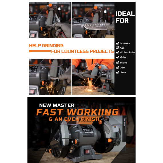 Esmerilhadeira de Bancada 150 mm - Potente e Versátil | KSEIBI