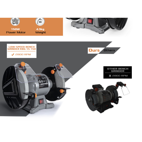 Masina de slefuit banc KBG 15-150, putere 150W pentru finisare perfecta | KSEIBI