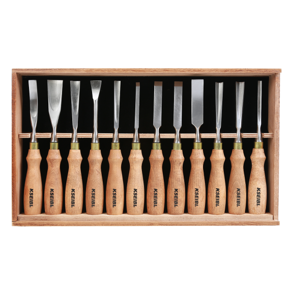 High-Quality Industrial Wood Craving Chisel Set with Wooden Handle | KSEIBI
