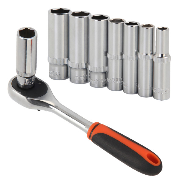 Hochwertige Tiefe Sechskant-Stecknuss 1/4" für Profis | KSEIBI