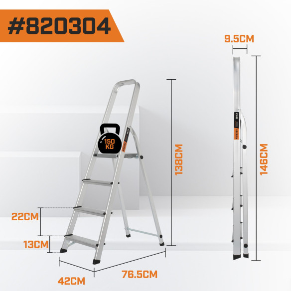 Échelle domestique en aluminium robuste 2–5 m, légère et sécurisée | KSEIBI