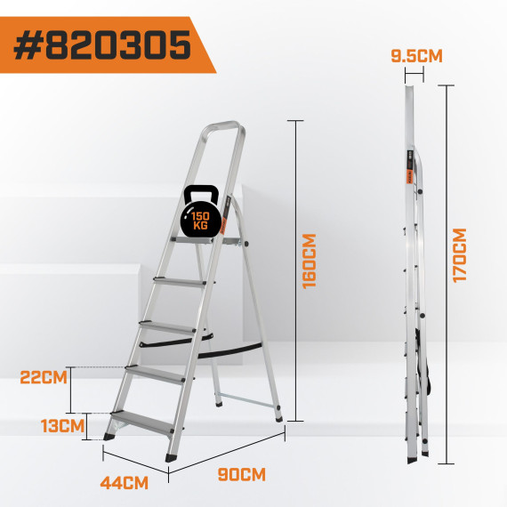 Escada Residencial de Alumínio Antiderrapante 3 Degraus | KSEIBI