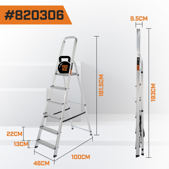 Scară telescopică aluminiu 2x7 trepte, compactă și sigură | KSEIBI