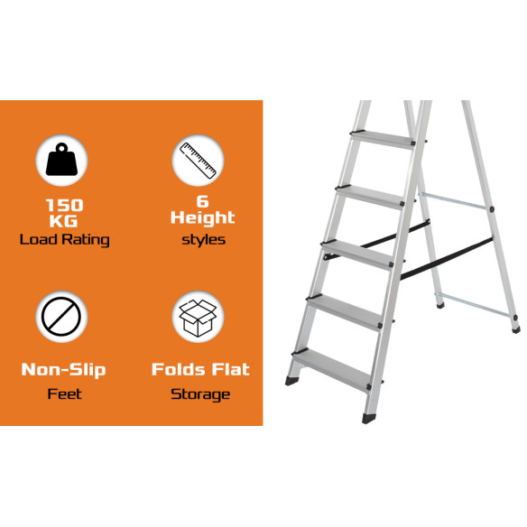 Haushaltsleiter Aluminium Stufenleiter – Leicht &amp; Stabil | KSEIBI