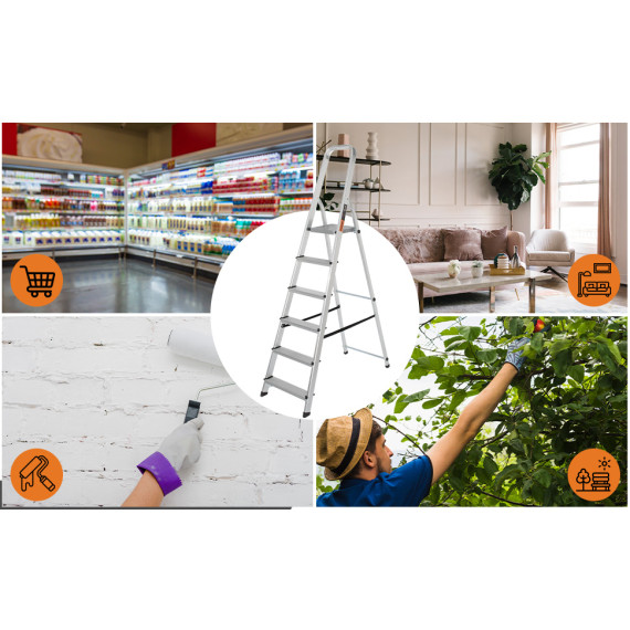 Escalera doméstica de aluminio ligera y plegable para el hogar | KSEIBI