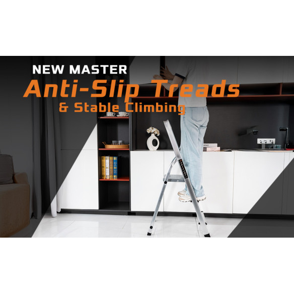Алюминиевая бытовая стремянка лёгкая и прочная для дома | KSEIBI