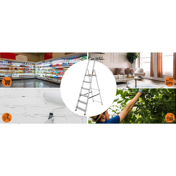 Scară telescopică aluminiu 2x7 trepte, compactă și sigură | KSEIBI