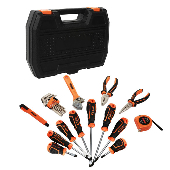 Set complet de unelte în cutie de plastic 22 bucăți pentru lucrări de bricolaj | KSEIBI
