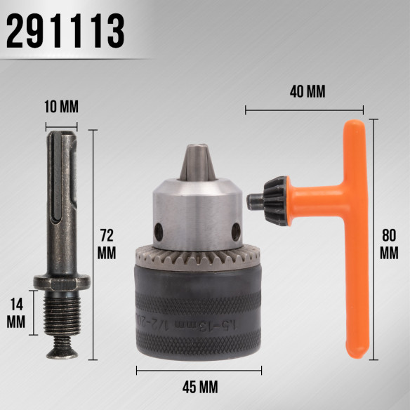 Mandrin pour perceuse avec clé et adaptateur 1.5-13mm 1/2-20 de haute qualité | KSEIBI