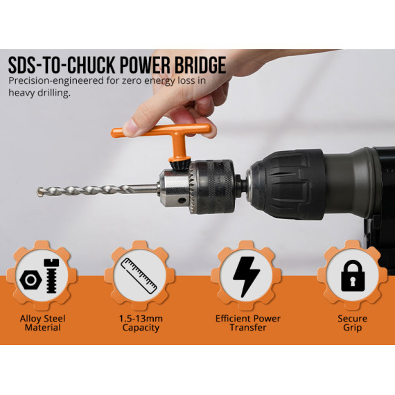 Mandrina de găurit cu cheie și adaptor 1.5–13 mm (1/2–20) pentru precizie | KSEIBI