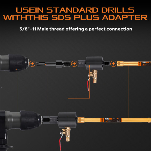 Adaptador de Giro de Água de Núcleo Úmido de Diamante 1-1/4"-7 para Perfuração de Concreto | KSEIBI