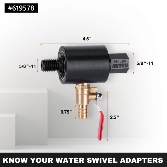 Adaptador de Giro de Água de Núcleo Úmido de Diamante 1-1/4"-7 para Perfuração de Concreto | KSEIBI