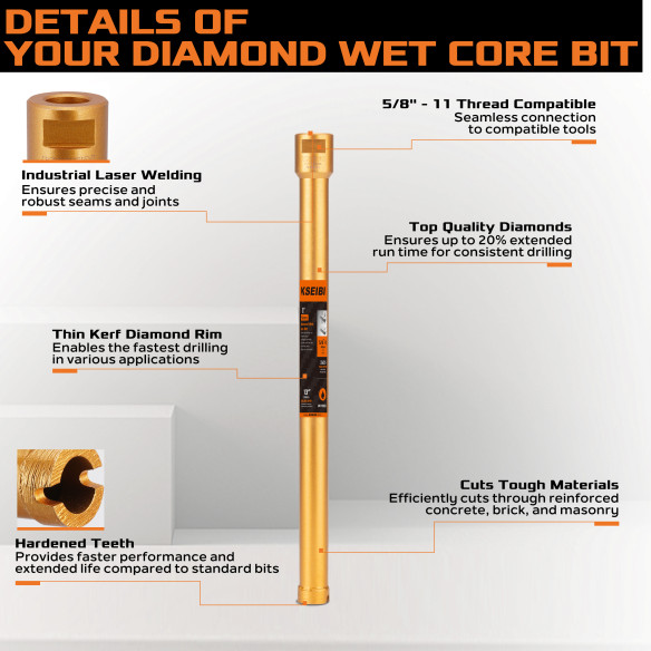 High-Quality Diamond Wet Core Bit for Precise Drilling | KSEIBI