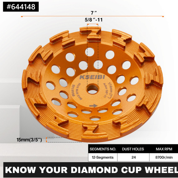 Disco de Desbaste Diamantado para Concreto e Pedra | KSEIBI