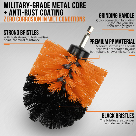 Escova de Limpeza para Brocas 1/4" Haste Hexagonal - 3 Peças | KSEIBI