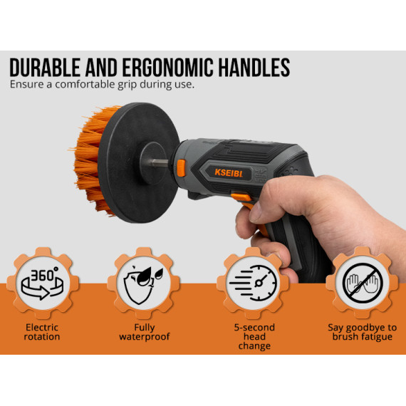 Brosse de nettoyage pour perceuse 1/4" (6,35 mm) — 3 pcs | KSEIBI