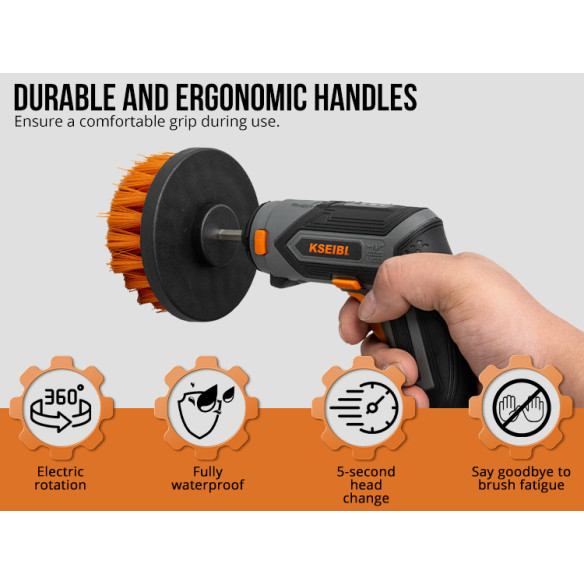 Drill Cleaning Brush 1/4" Hex Shank 3-Piece Set | KSEIBI