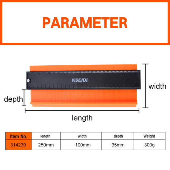 Medidor de Contornos 10" para Carpintaria e Trabalhos Manuais | KSEIBI