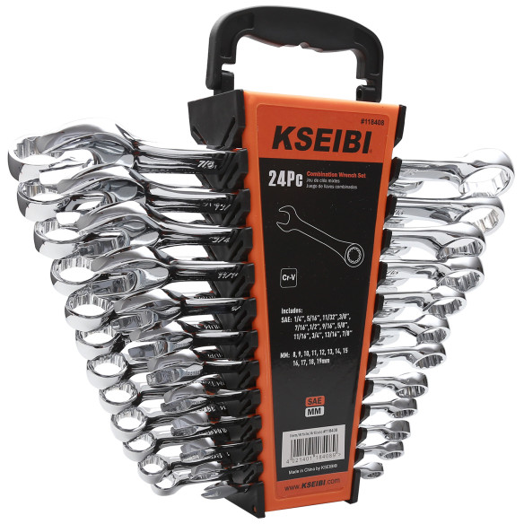 Premium 24-Piece Combination Wrench Set for Versatile Mechanics | KSEIBI