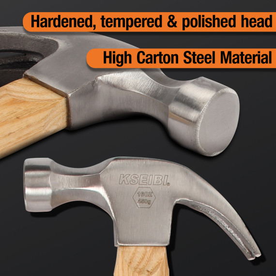 High-Quality Claw Hammer with Durable Wooden Handle | KSEIBI