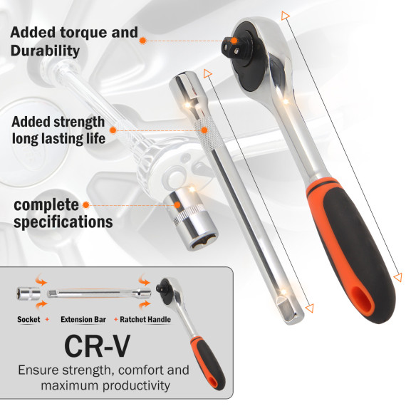 Descubre el completo Juego de llaves de vaso CRV 77 piezas | KSEIBI