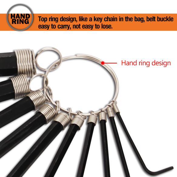 Premium Black Oxide Hex Key Set Ring | 10pc. Set for Precision Work | KSEIBI