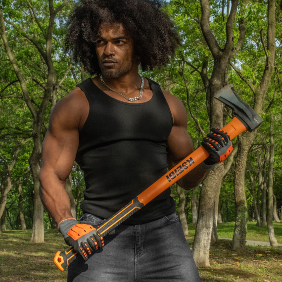 Hacha grande con mango de fibra de vidrio resistente y duradero | KSEIBI